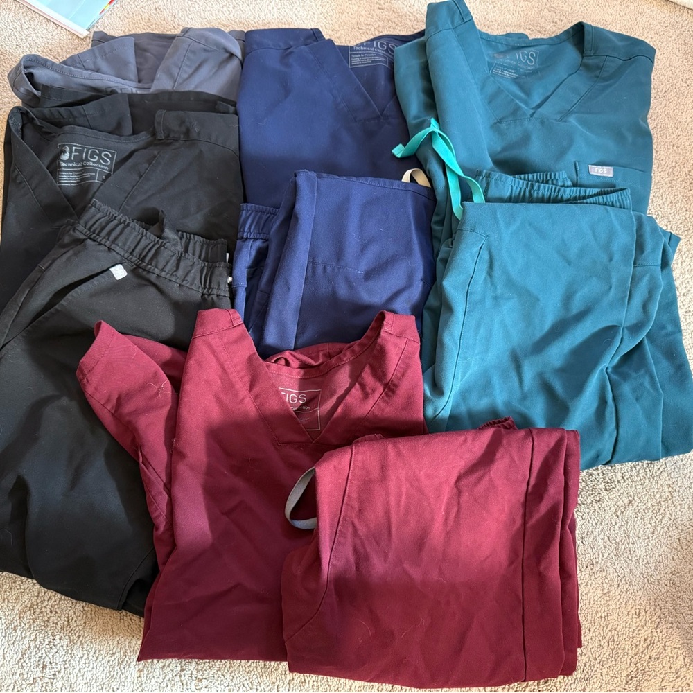 Figs Scrub Set in Black, Navy, Teal, and Burgundy